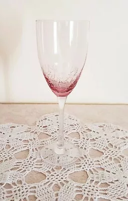 Buy Unique Pink Blush Ombre Crackle Wine Glass  • 8.96£