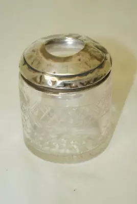 Buy Antique Glass Pot With Solid Silver Lid ~Hallmarked ~VGC (SS22/23) • 9.95£