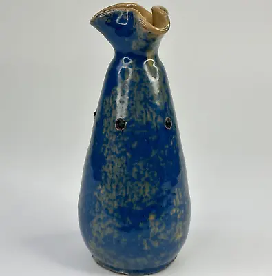 Buy Vintage Small Blue Glazed Colour Unusual Shape Ceramic Art Pottery Vase • 0.99£