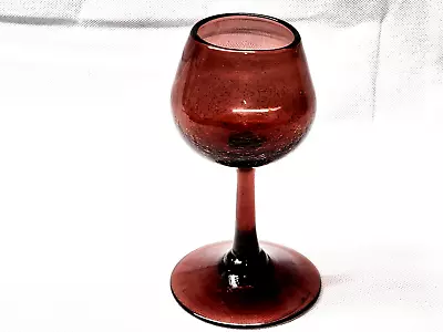 Buy Vintage Empoli Italy Plum CRACKLE GLASS 6½  Wine Stem Art Glass - Hand Blown • 23.55£
