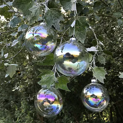 Buy 10-50X Iridescent Glass Bauble Hanging Ball Christmas Xmas Tree Empty Fillable • 4.95£