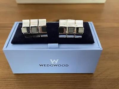 Buy Wedgwood White, Grey And Black Jasperware Sterling Silver Mounted Cufflink Boxed • 24.99£