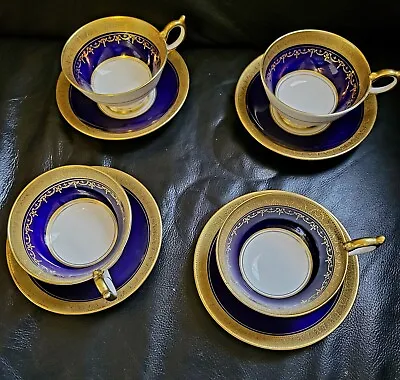Buy Aynsley Georgian Cobalt Gold Encrusted Tea Cup And Saucer 4 Mixed Set Rare HTF! • 187.34£