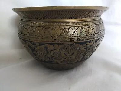Buy Antique Old Bowl Pot Bronze Indian Engraved • 91.25£