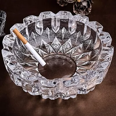 Buy Large Ashtray Glass Crystal Cut Round Cigarette Bar Pub Restaurant Home Office • 9.95£