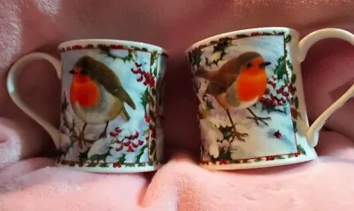 Buy 2 Dunoon Robins Fine Bone China Christmas Holly Mug Designed By Richard Partis • 18£