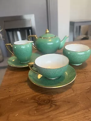 Buy Antique Carlton Ware Shagreen Pattern Lovely Tea Set, With Gold Handles & Rims • 20£