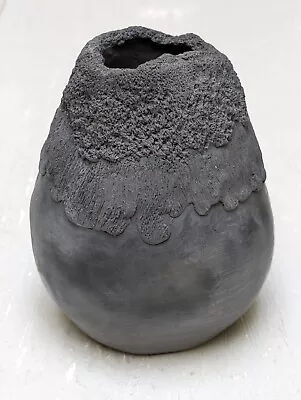 Buy Coral Effect Studio Art Pottery Raku ? Vase Handbuilt Erosion Dark Matt Fab • 25£