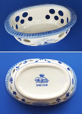 Buy Vintage Blue Delft Pierced Dish / Bowl - 14.5cm Long - VGC • 14.99£