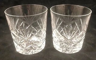 Buy 2 X Cut Glass Crystal Whisky Tumblers / Water Glasses 80mm Tall • 14.99£