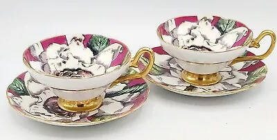 Buy 2 X Vintage Taylor & Kent Pink Flowers  Tea Cup And Saucer Striking Colours. • 15£