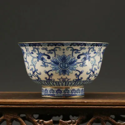 Buy Qing Dynasty Qianlong Blue-and-white High-footed Bowl Antique Reproduction • 28.32£