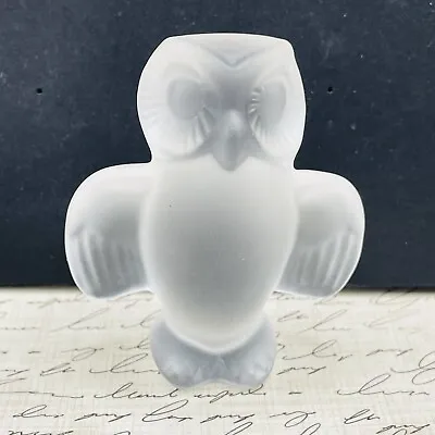 Buy Crystal De Serves Frosted Glass Owl Figurine Paperweight France 3” • 33.78£
