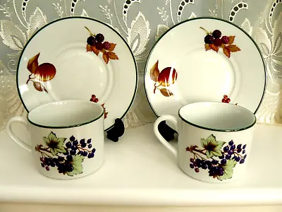 Buy Pair Royal Worcester Evesham Vale Cups & Saucers  *fruits Design* More Available • 5£