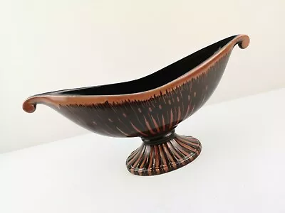 Buy BESWICK 1498 Boat Shaped Black & Brown Posy Vase Ornament Dish Bowl  • 105£