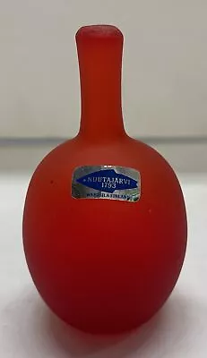 Buy Vtg SIGNED Nuutajarvi 1793 Crystal Red Art Glass Mid Century Round Bottom Vase • 86.30£