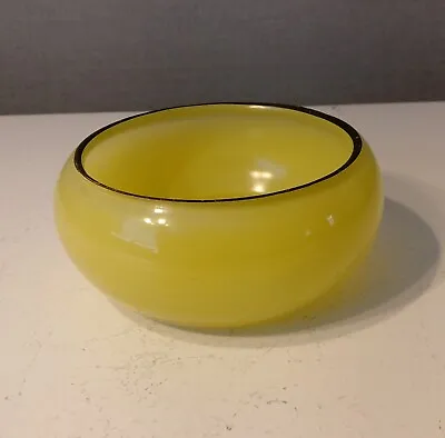 Buy Czech Bohemian 1930 Yellow Black Tango Glass Trinket Dish Bowl Tea Light Holder • 14.96£