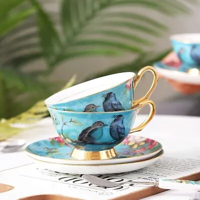 Buy Bone China Vintage Blue Bird English Tea Set 3 Pieces Set Birthday Gift • 15.99£