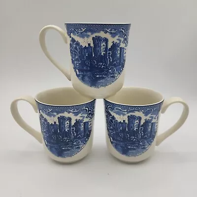 Buy Johnson Brothers Old Britain Castles Mugs Ragland 1792 Set Of 3 Earthenware Blue • 22.87£