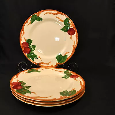 Buy Franciscan Apple 4 Dinner 10 5/8  Plates 1949-1953 Hand Painted Red Green Brown • 96.03£