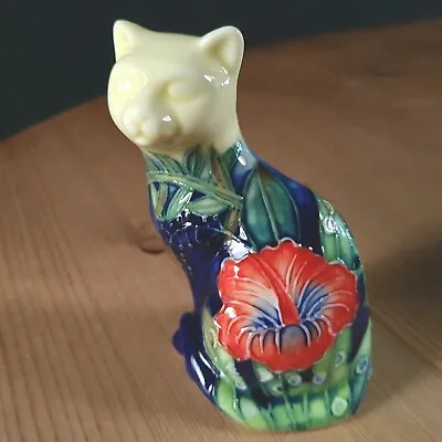 Buy Old Tupton Ware Tube Lined Porcelain Red Hibiscus Sitting Cat Figurine 9cm • 20£
