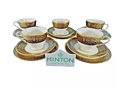 Buy Minton Black Grandee Pattern Cup Saucer Plate Trios Quantity 5 • 60£