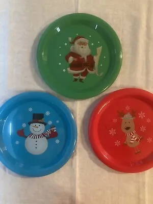 Buy Set Of Reusable Plastic Christmas Plates, Three Sets Of Four • 12.54£
