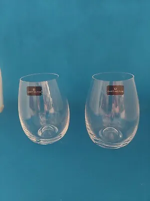 Buy 2 Dartington Crystal Stemless White Wine Glass Tumblers Unused No Box England • 18.96£