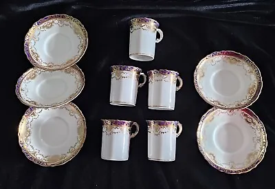 Buy 5x ANTIQUE HAMMERSLEY & Co COFFEE CAN & SAUCER Gold And Cobalt Blue Ornate 1920s • 21.99£