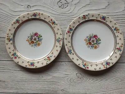 Buy X2 Raynaud Limoges France Salad Plates 7-5/8  Floral Gold #3 • 13.76£