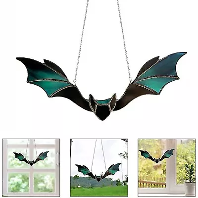 Buy Halloween Bat Stained Glass Bat Suncatcher Window Hanging For Wall Art Decor • 3.98£