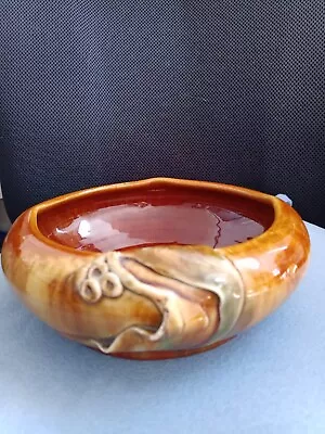 Buy Early Australian Pottery Highly Glazed Bowl / Gum Nuts & Gum Leafs By Florenz • 119.41£