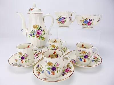 Buy Royal Worcester Roanoke Pattern Coffee Set For 4 11pc Bone China Floral • 84.99£