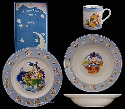Buy Aynsley Nursery Rhyme Three Piece Set Mug Plate Bowl Set Blue  • 15£