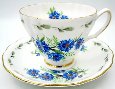 Buy Royal Vale Bone China Teacup & Saucer (7956) Blue Flowers - England • 18.97£