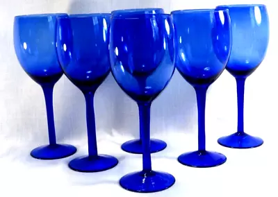 Buy Cobalt Blue Glass Stemmed Water Wine Glasses Crystal Goblets Set Of 6, 8  • 16.53£