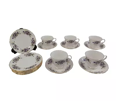 Buy Queen Anne Bone China Made In England Purple Violet Tea Set Cup Saucer Plate • 9.99£