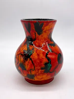 Buy Anita Harris Studio Pottery Lava-style Red Vase With Floral Design F8 • 44.99£