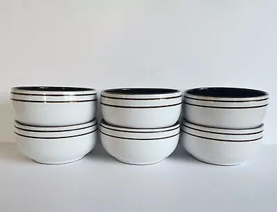 Buy Mid Century Dinnerware Denby Langley Vanilla Brown Stripe Bowls Set Of 6 • 100.09£