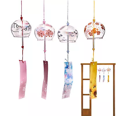 Buy 4PCS Japanese Glass Wind Chime Bell Ornament Indoor Window Hanging Decor Craf • 15.99£