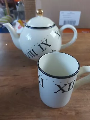 Buy Arthur Wood Teapot And One Mug. Roman Numbers.  • 20£
