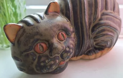 Buy Vintage Tremar Pottery Cat, Stoneware Striped Cat Bank, Weirdo • 14.95£