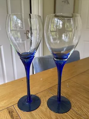 Buy A Vintage Pair Of Amaryllis Colony Glass Cobalt Blue Stem Wine/Water Goblets • 21£