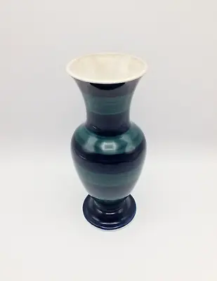 Buy Burleigh Ironstone 137 Ceramic Vase Hand Painted Green Blue Stripe Vintage • 10.99£
