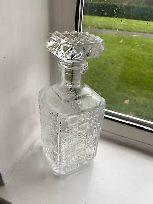 Buy Heavy Square Glass Decanter With Stopper 10 Inches Tall • 9.99£