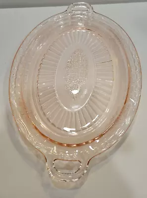 Buy Anchor Hocking Oval 14” Serving Platter Mayfair Pink Depression Glass Open Rose • 15.08£