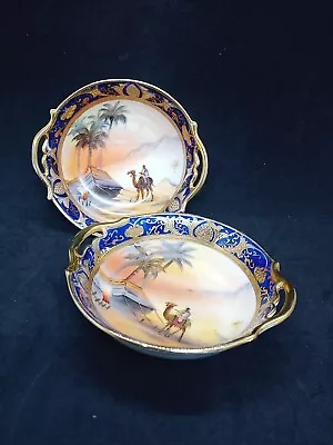 Buy Two Early Noritake Hand Painted Desert Camel China Dishes  • 19.99£