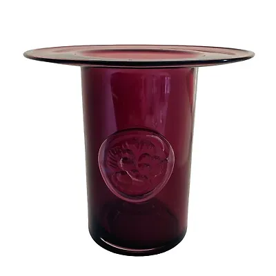 Buy Vintage Dartington Top Hat Vase Glass 1968 Frank Thrower Purple 17cm Pansy MCM • 18.99£