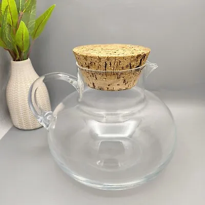 Buy Large Vintage Glass Water Jug With Original Cork Stopper Mid Century • 21.95£