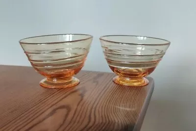 Buy Pair Of Whitefriars Golden Amber Trailed Bowls • 12£